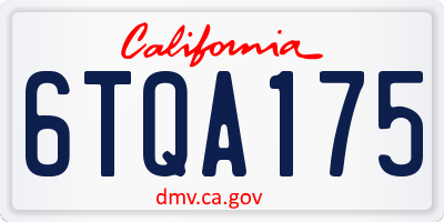 CA license plate 6TQA175