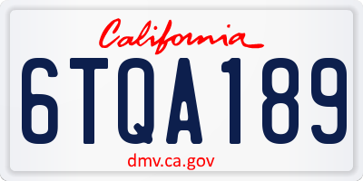 CA license plate 6TQA189