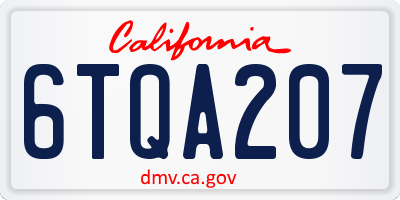 CA license plate 6TQA207