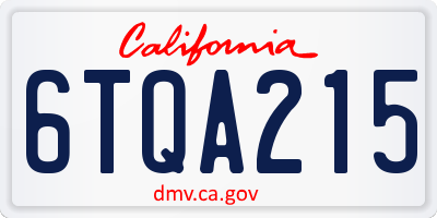 CA license plate 6TQA215