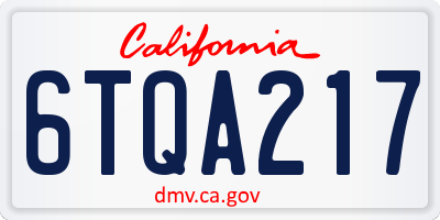 CA license plate 6TQA217