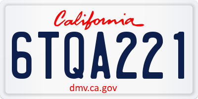 CA license plate 6TQA221