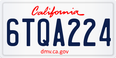 CA license plate 6TQA224