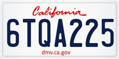 CA license plate 6TQA225