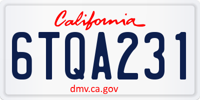 CA license plate 6TQA231
