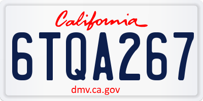 CA license plate 6TQA267
