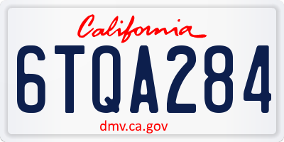 CA license plate 6TQA284