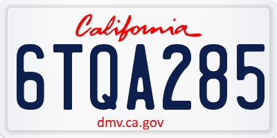 CA license plate 6TQA285