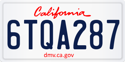 CA license plate 6TQA287