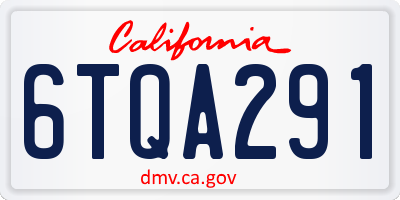 CA license plate 6TQA291