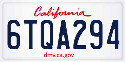 CA license plate 6TQA294