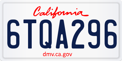 CA license plate 6TQA296