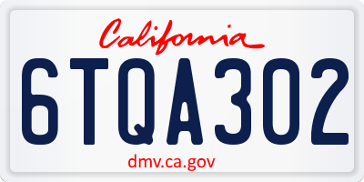 CA license plate 6TQA302