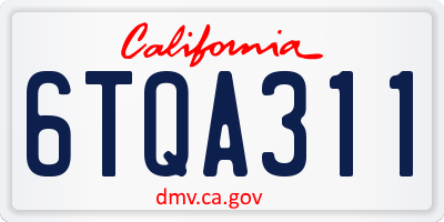 CA license plate 6TQA311