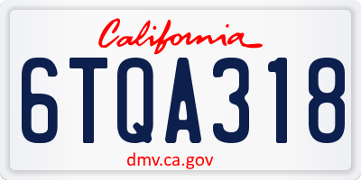 CA license plate 6TQA318