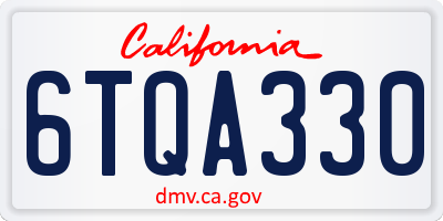 CA license plate 6TQA330