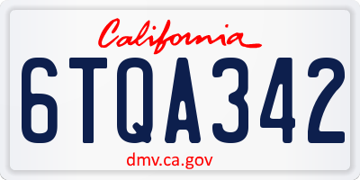CA license plate 6TQA342