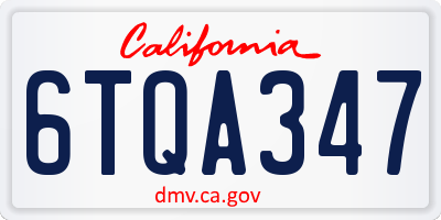 CA license plate 6TQA347
