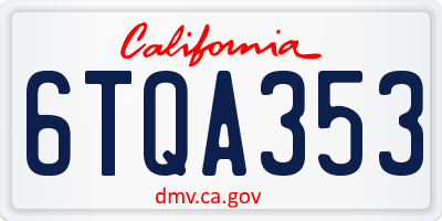 CA license plate 6TQA353