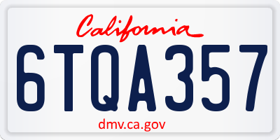 CA license plate 6TQA357