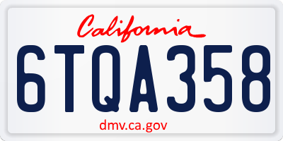 CA license plate 6TQA358