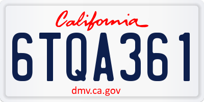 CA license plate 6TQA361