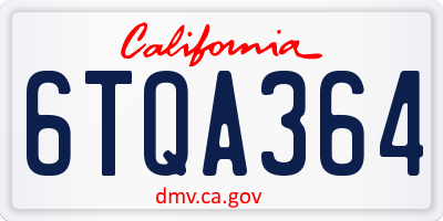 CA license plate 6TQA364