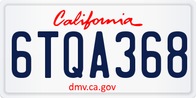 CA license plate 6TQA368