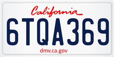 CA license plate 6TQA369
