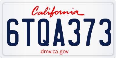 CA license plate 6TQA373