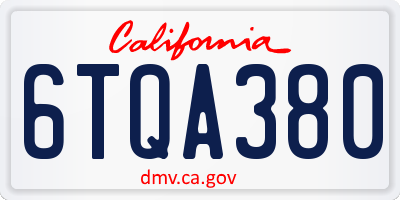 CA license plate 6TQA380