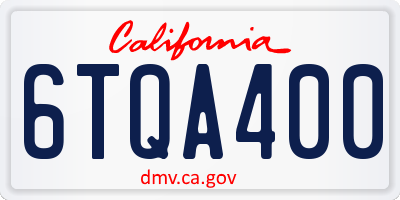 CA license plate 6TQA400