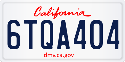 CA license plate 6TQA404