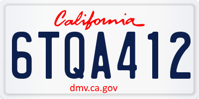 CA license plate 6TQA412