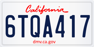 CA license plate 6TQA417