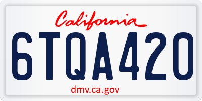 CA license plate 6TQA420