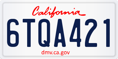 CA license plate 6TQA421
