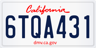 CA license plate 6TQA431