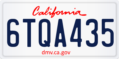 CA license plate 6TQA435