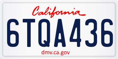 CA license plate 6TQA436