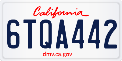 CA license plate 6TQA442