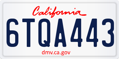 CA license plate 6TQA443