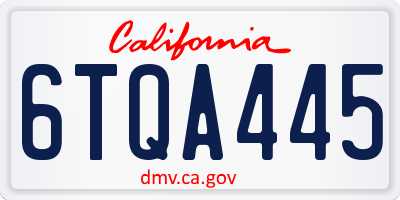 CA license plate 6TQA445