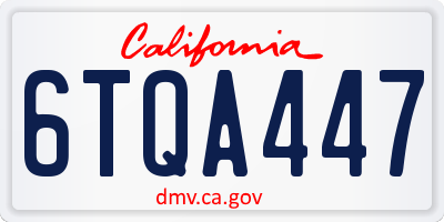 CA license plate 6TQA447