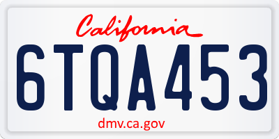 CA license plate 6TQA453
