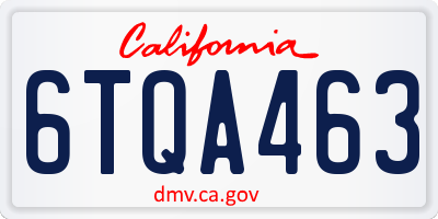 CA license plate 6TQA463