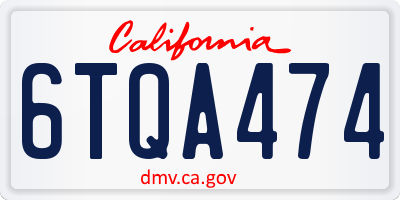 CA license plate 6TQA474