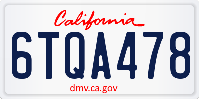 CA license plate 6TQA478