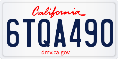 CA license plate 6TQA490