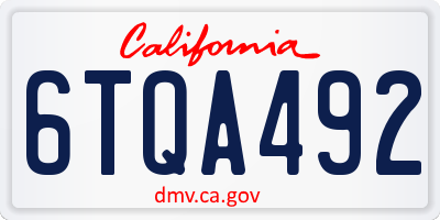 CA license plate 6TQA492